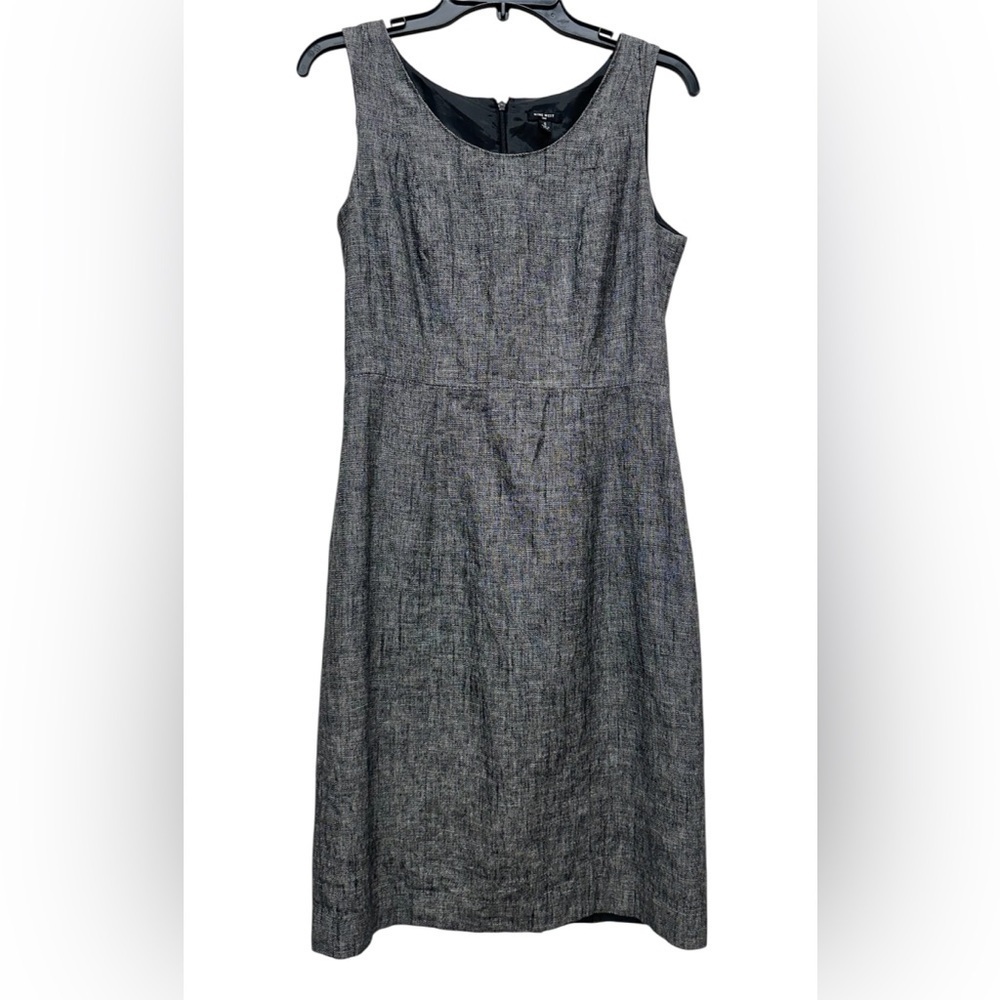 Nine West Suit Black Tweed Sleeveless Midi Lined Sheath Dress Women’s Sz 6